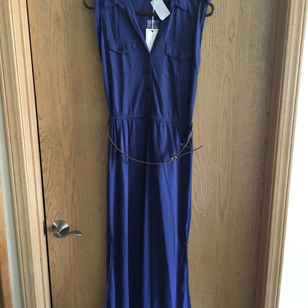 NWT Navy Blue Maxi Dress with Belt